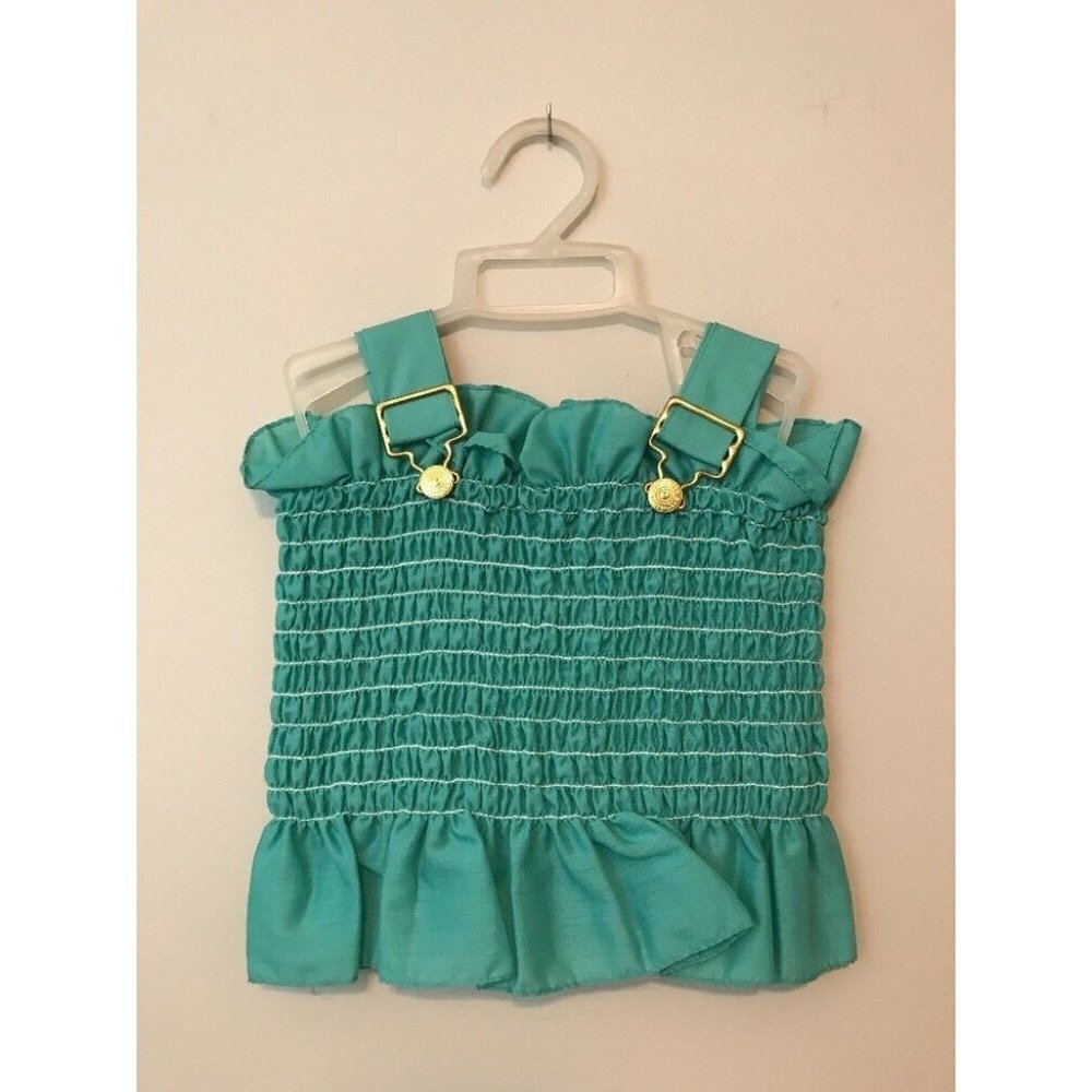 Vintage Fruit Of The Loom One Size Children's Overall Elastic Top NWT Teal Green